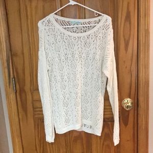 Off-white open stitch tunic sweater.